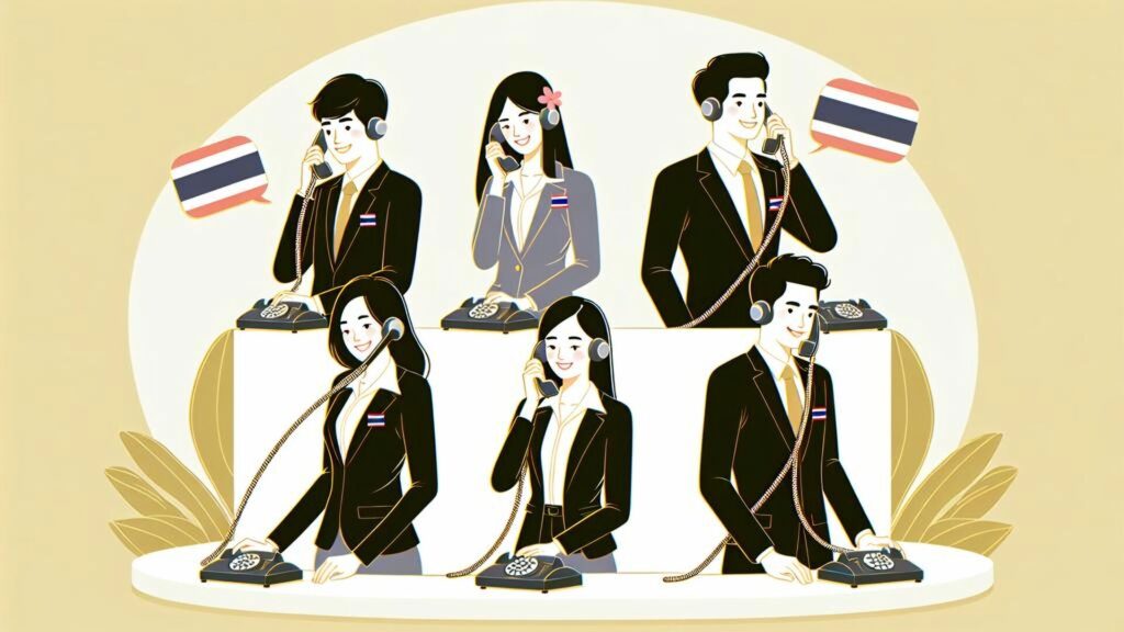 Vector,Style, ,Thai,Business,People,Working,On,Telephone,Service.