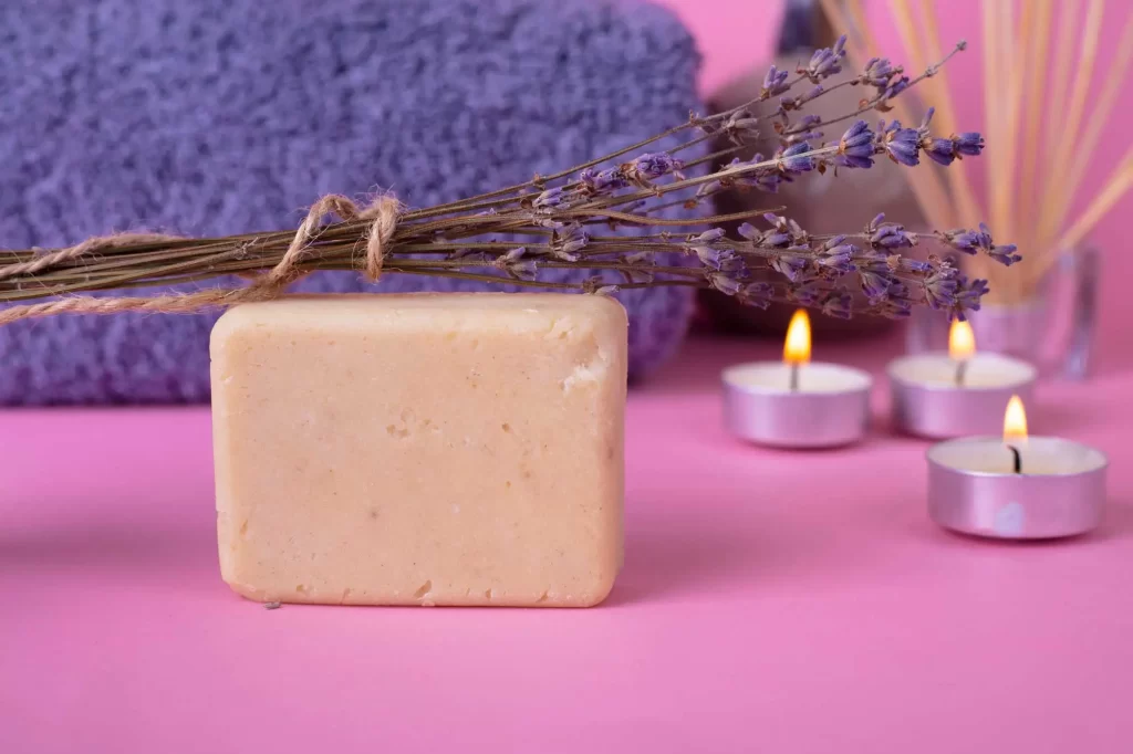 bar of soap with lavender branch 2022685016