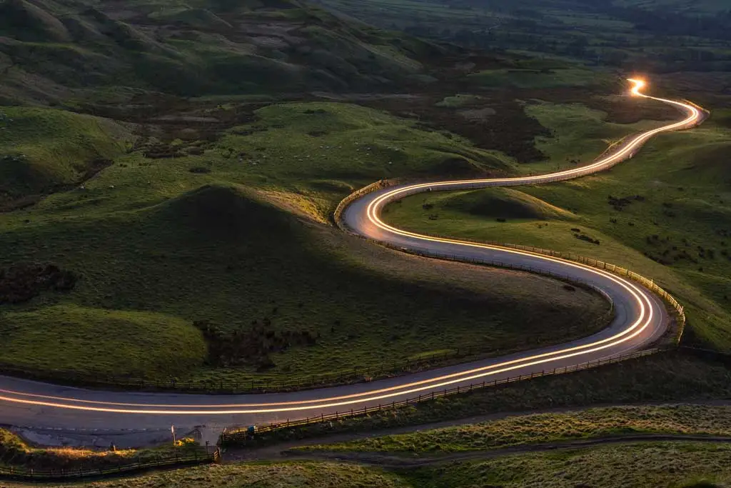 light trail on green valley road