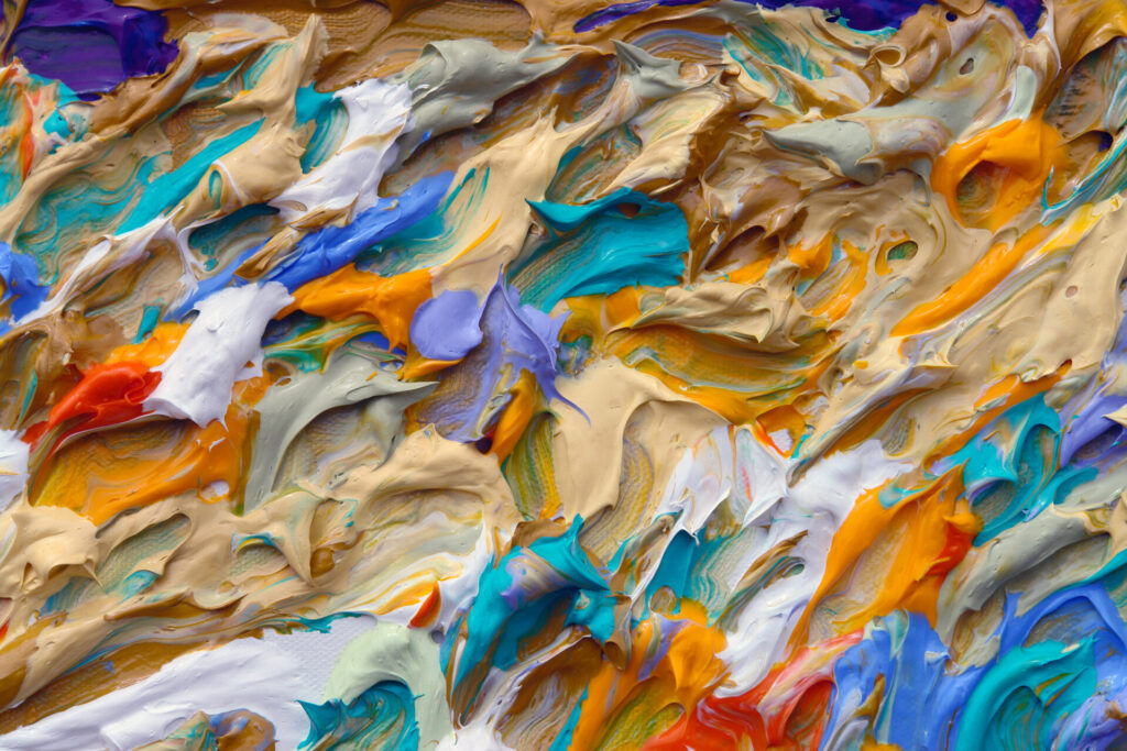 Eye,Catching,Colorful,Abstract,Brush,Strokes.,Original,Impasto,Oil,,Acrylic.