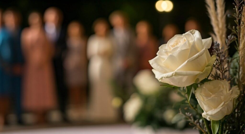 Cinematic,Scene, ,White,Rose,In,Wedding,Ceremony.