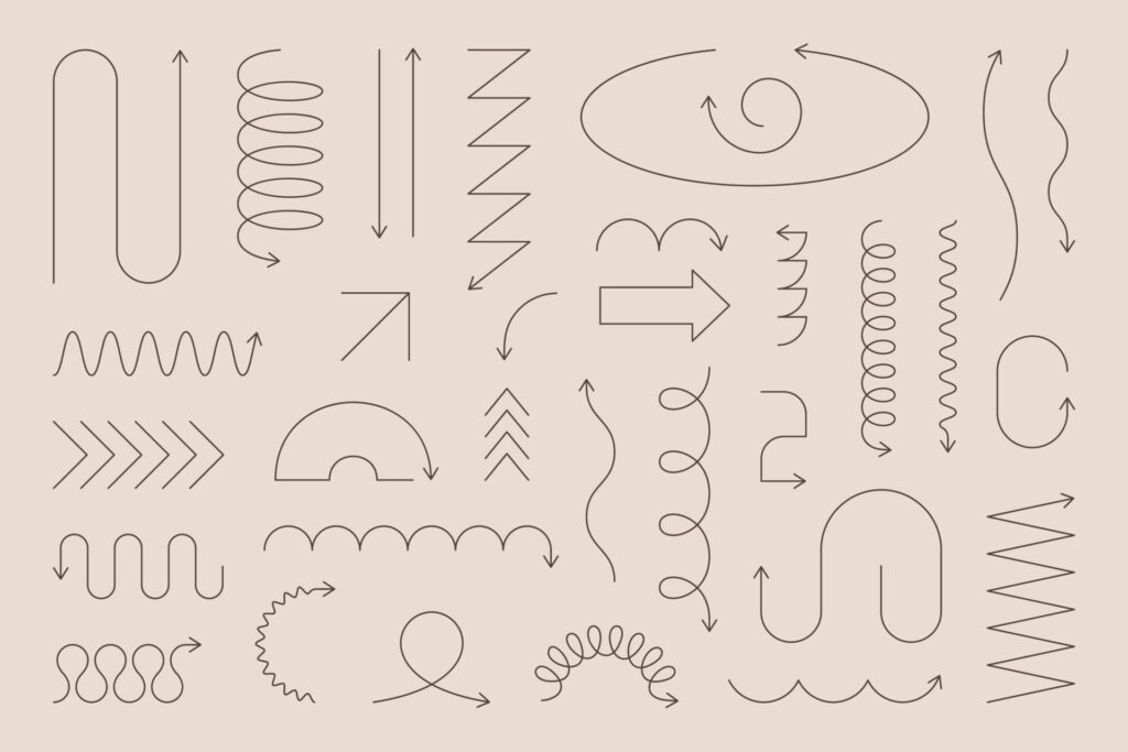 Line,Minimalist,Geometric,Arrow,Set.,Vector,Collection,Abstract,Thin,Lines