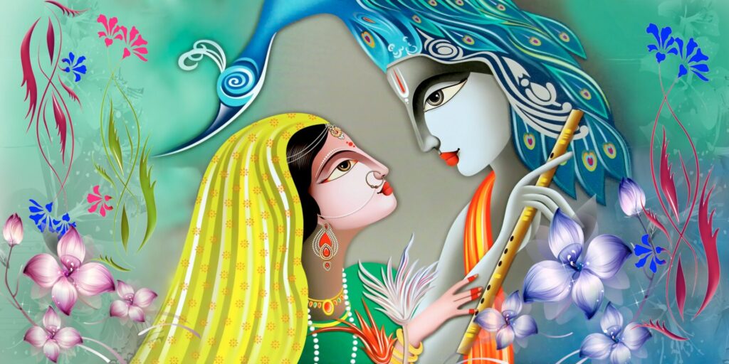 Lord,Krishna,Wall,Poster,,Lord,Radha,Krishna,,Digital,Wall,Poster
