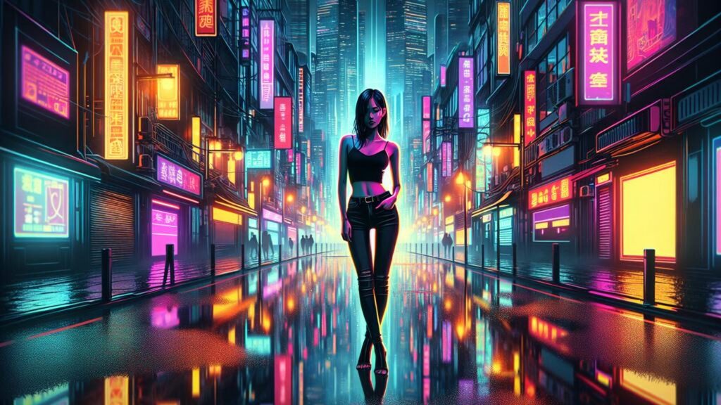 Flat,Design,Vector style,Image,Of,Light,Above,Head,,Asian,Woman