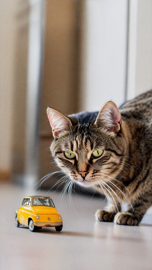 Cat,Hunting,Apple,On,The,Floor