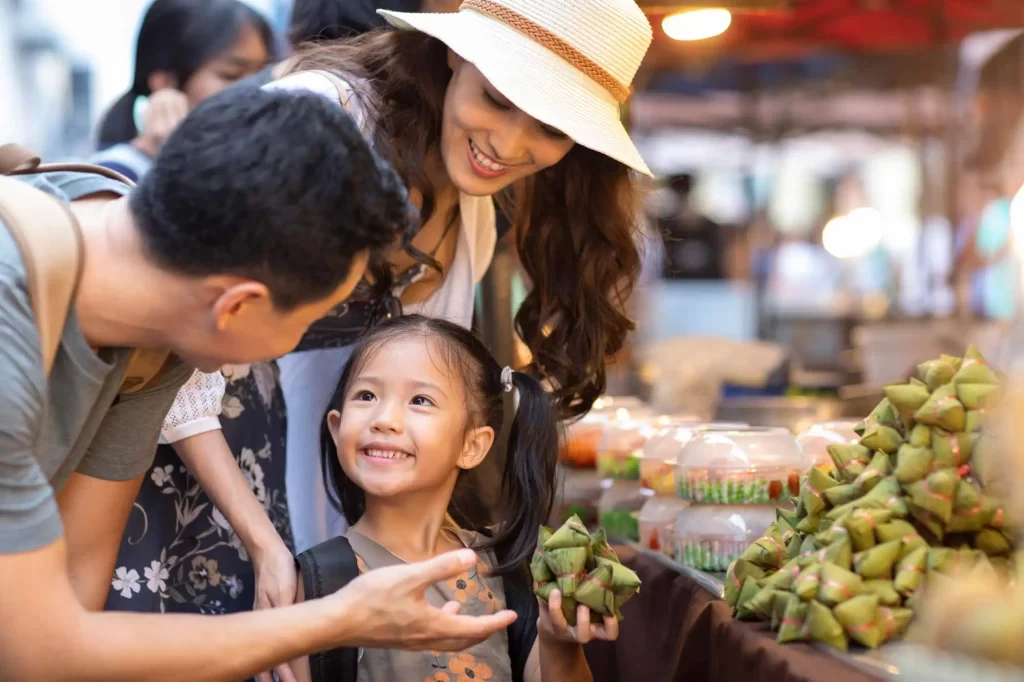 family at outdoor market offset 859381