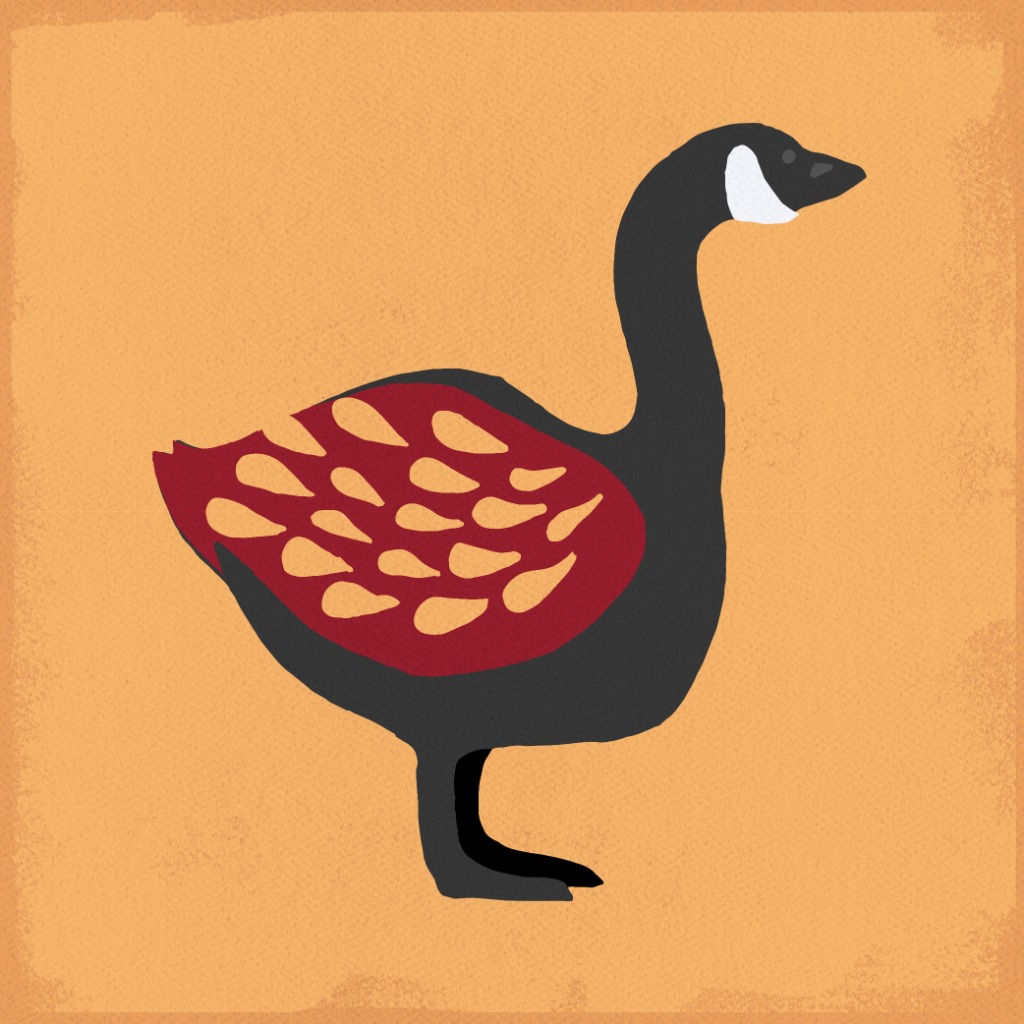 Gingerbread clip art including a holiday goose on light orange background