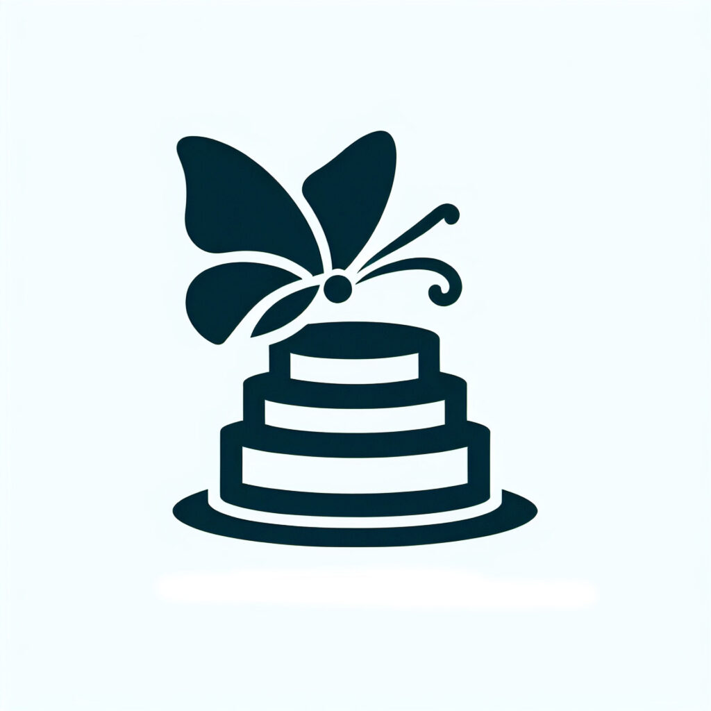 Minimal,Logo,Style, ,Butterfly,And,Cake