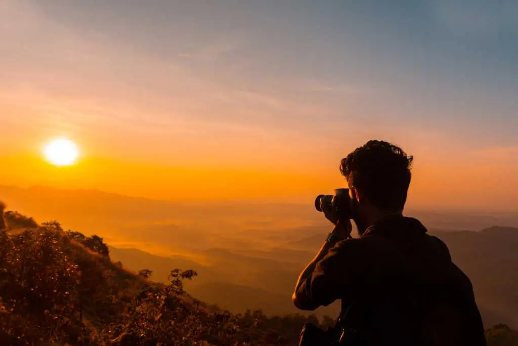 photographer working during golden hour