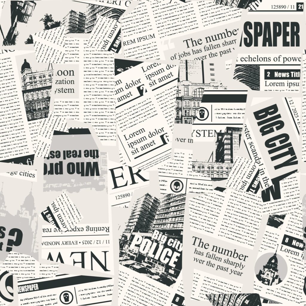 Seamless,Pattern,With,A,Collage,Of,Newspaper,Or,Magazine,Clippings.