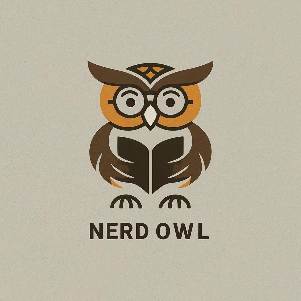 Minimal,Logo,Style, ,Nerd,Owl,Holding,Book