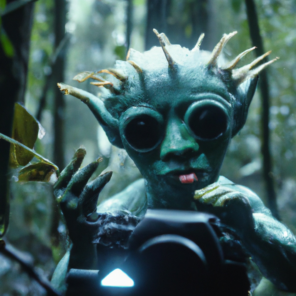 Alien,Take,A,Photo,In,The,Forest