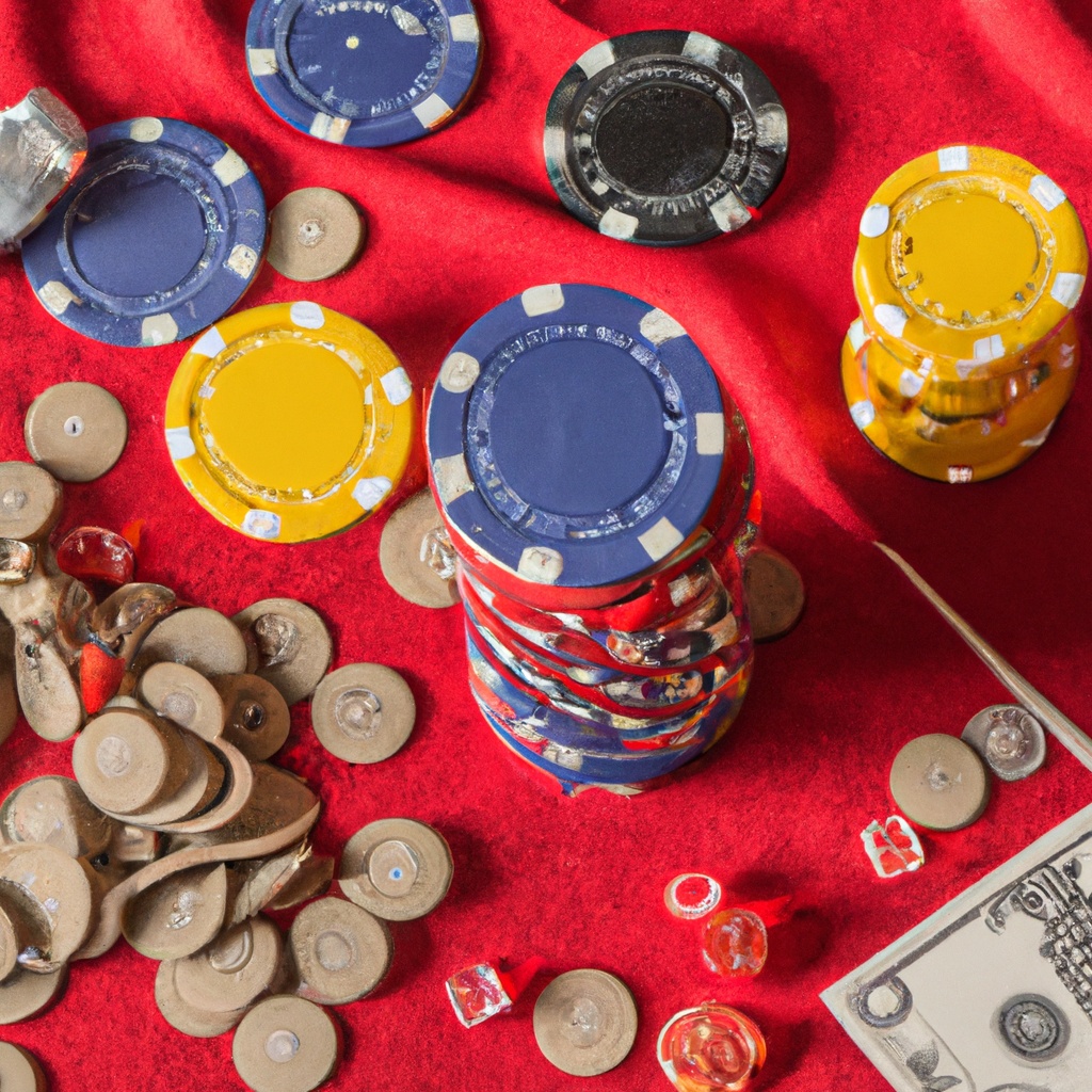 Casino,Theme,,Plenty,Chips,And,Money,Bank,On,Red,Carpet