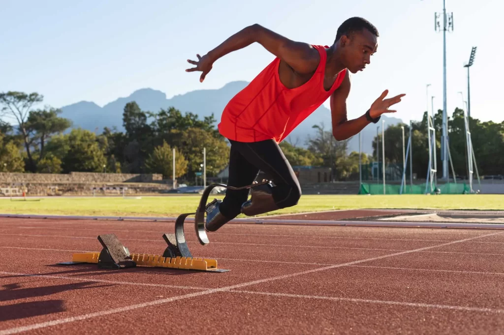 active track runner with prosthetics offset 1010961
