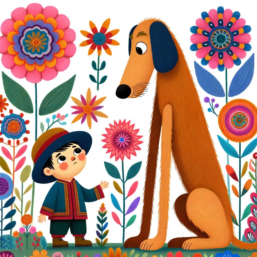 Whimsical,Folk,Art,Picture,Of,A,Small,Boy,In,A