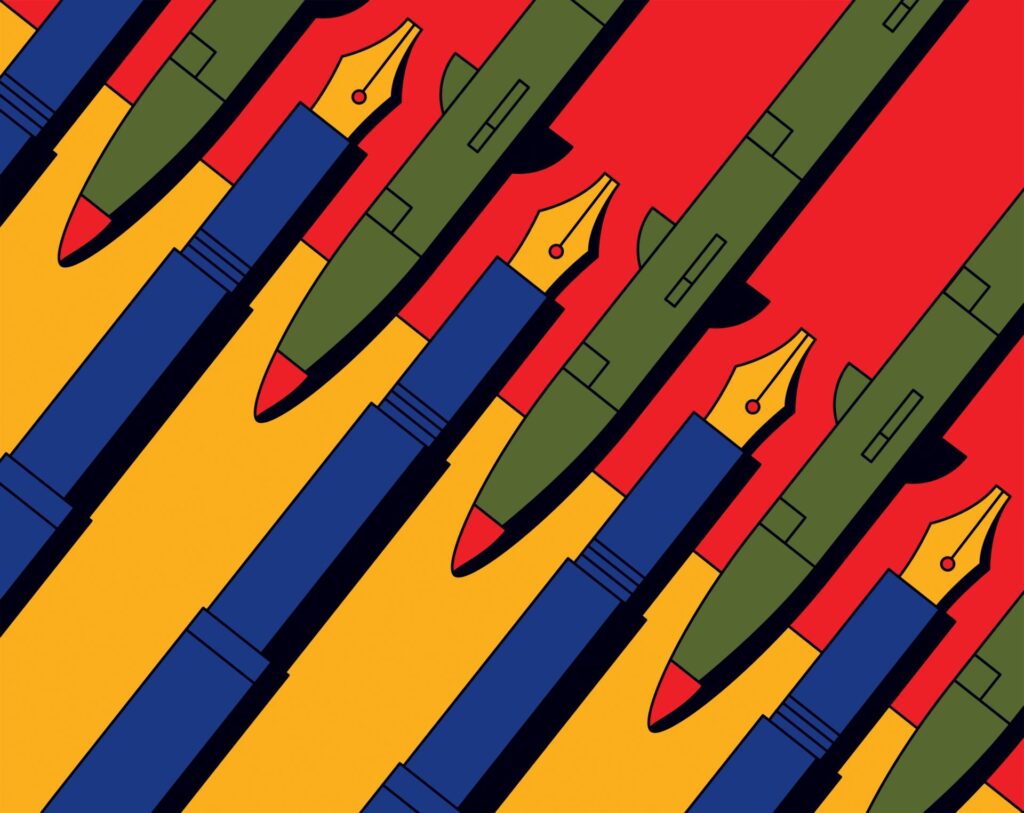 Row,Of,Pens,Interlocked,With,Missiles