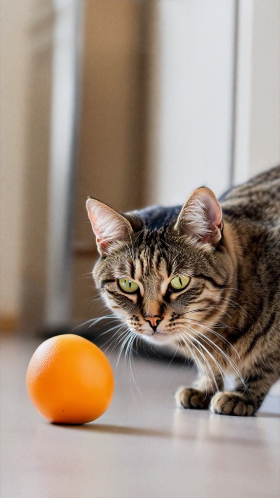 Cat,Hunting,Apple,On,The,Floor