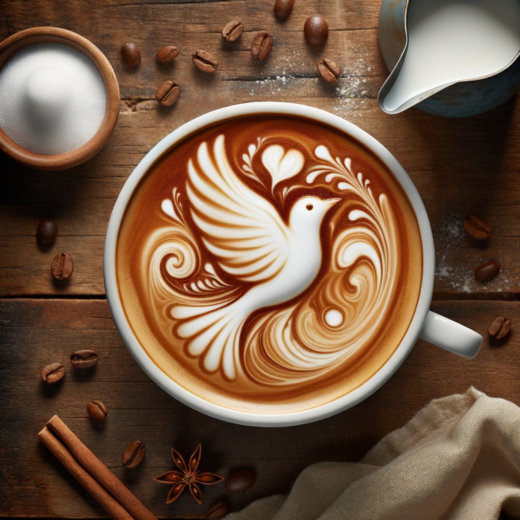 Top,View,Of,Coffee,Latte,And,Foam,Milk,In,Shape