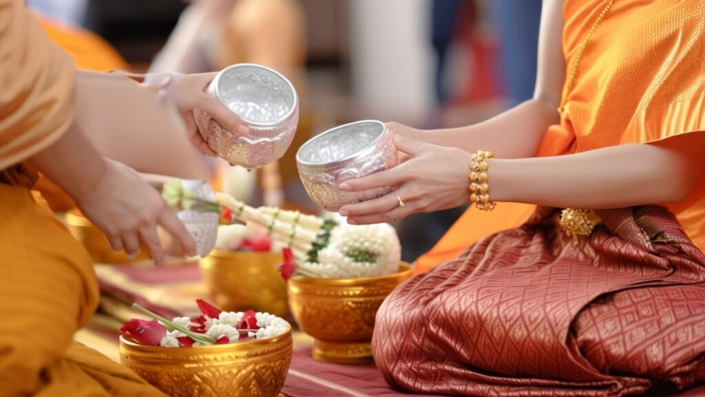 During,Songkran,,Thai,People,Wear,Traditional,Retro,Thai,Outfits,And