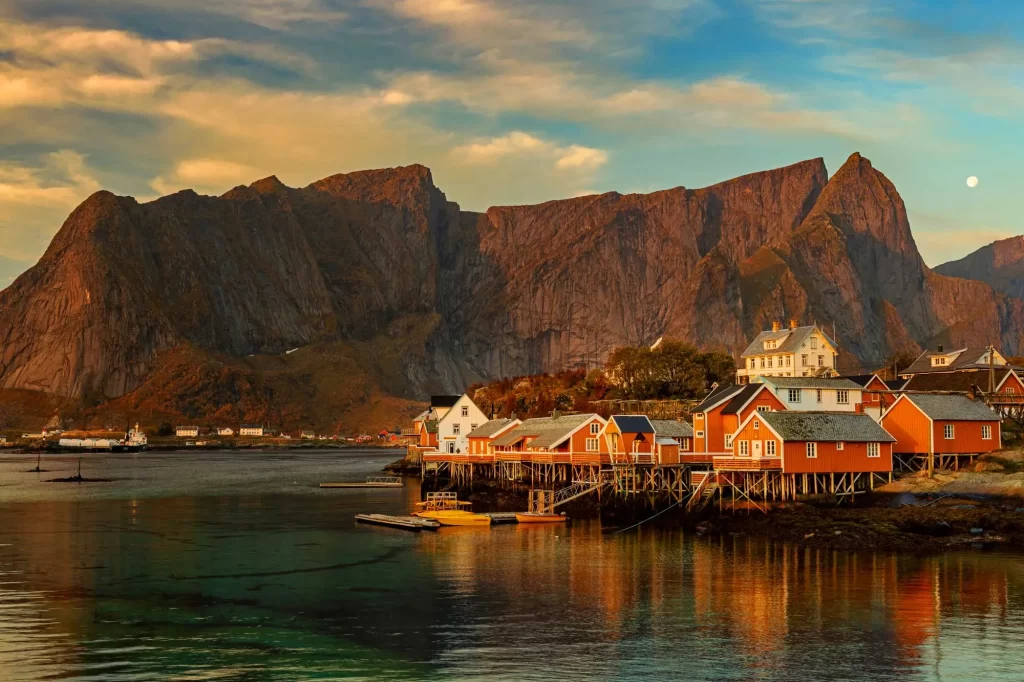 golden hour seaside town