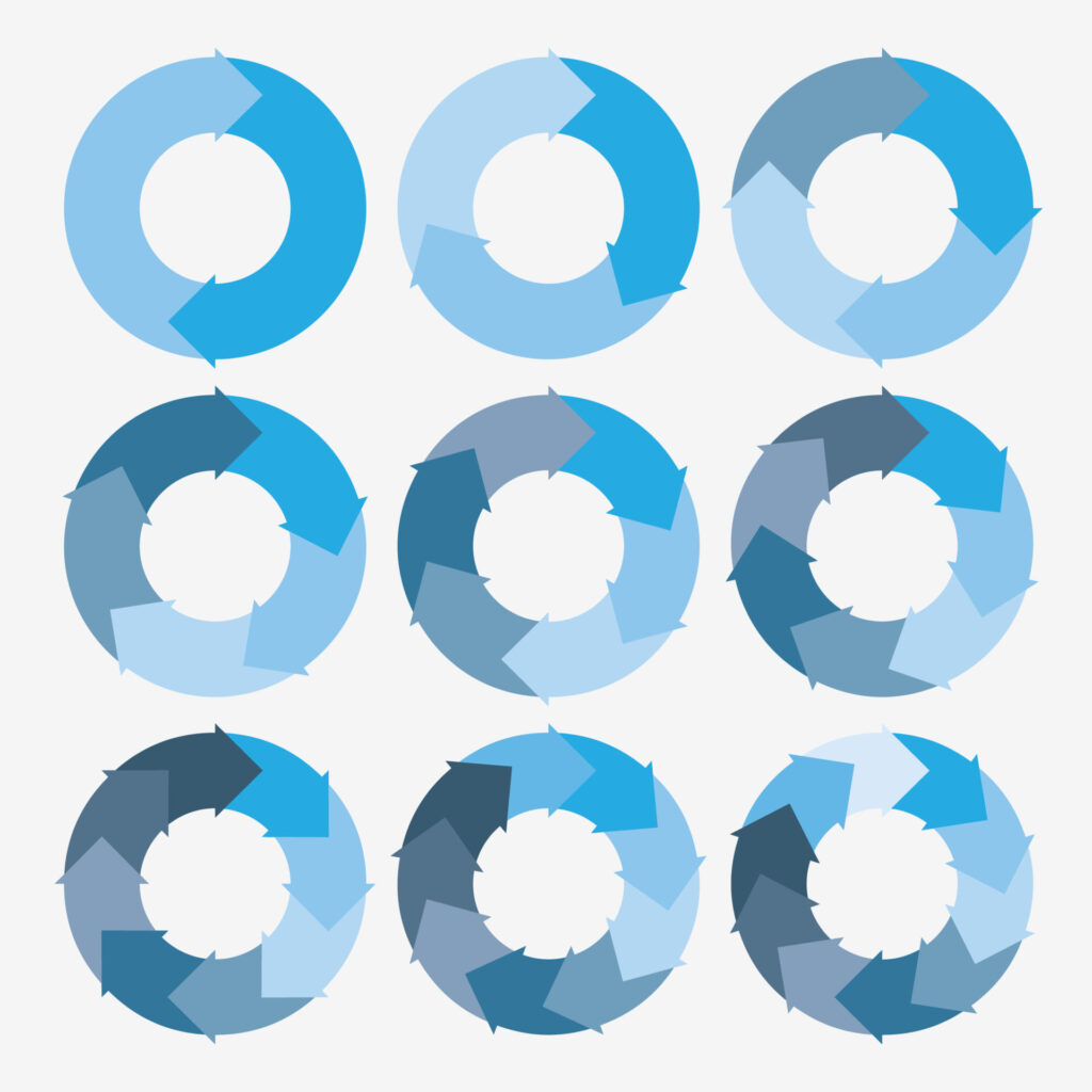 Vector,Circle,Arrows,For,Infographic,Template,,Pie,Charts,Blue,With