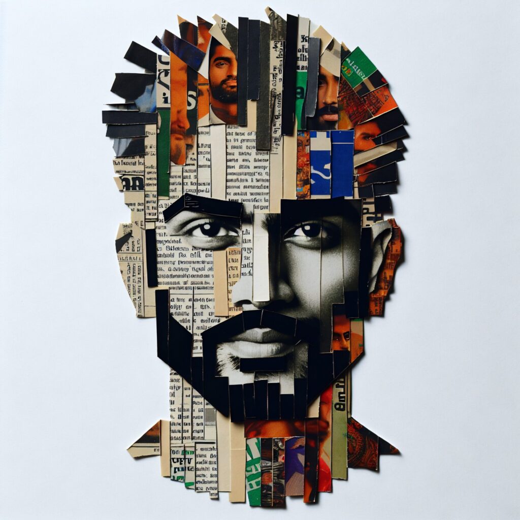 Collage,Art,Of,Portrait,Asian,Man,Combine,Form,With,Many