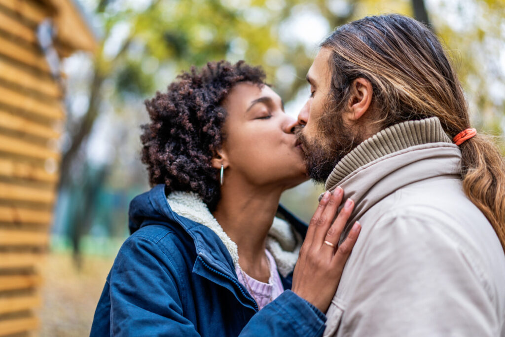 Guy,With,An,African,Girl,In,Love,In,Autumn,Park