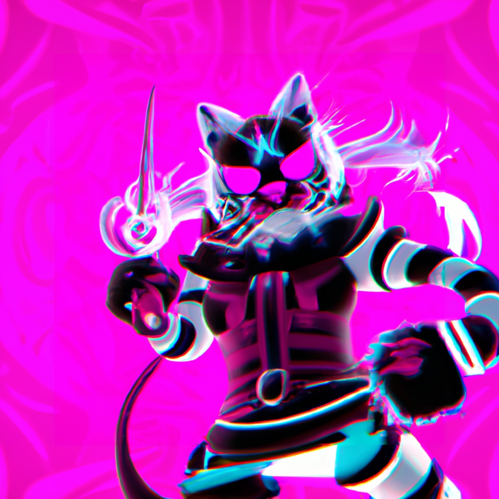 Anime,Artistic,Image,Of,Black,And,White,Cyber,Cat,Samurai