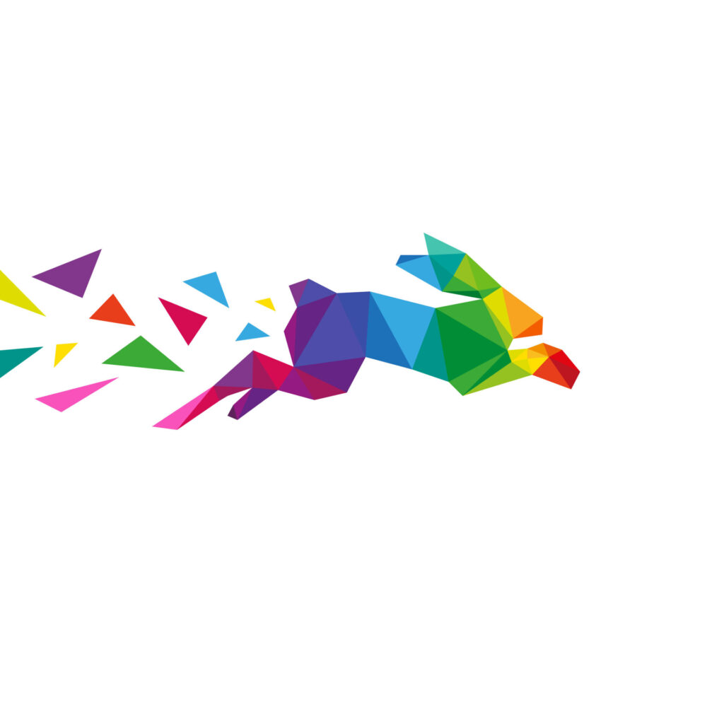 Rabbit,Abstract,Triangle,Design,Concept,Element,Isolated,On,A,White